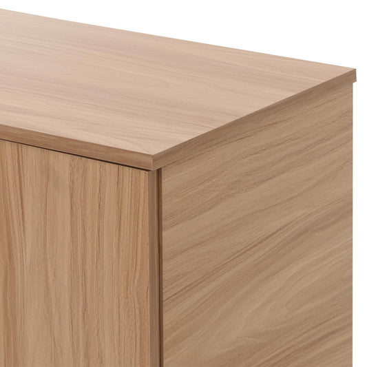 Cosmo Casa - Ladenkast - Dressoirkast - 3D Rieten Design - 2 Deuren - 3 Opbergvakken - Soft-Close - 82x80x37cm - Bruin