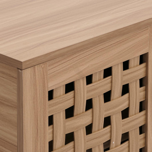 Cosmo Casa - Ladenkast - Dressoirkast - 3D Rieten Design - 2 Deuren - 3 Opbergvakken - Soft-Close - 82x80x37cm - Bruin