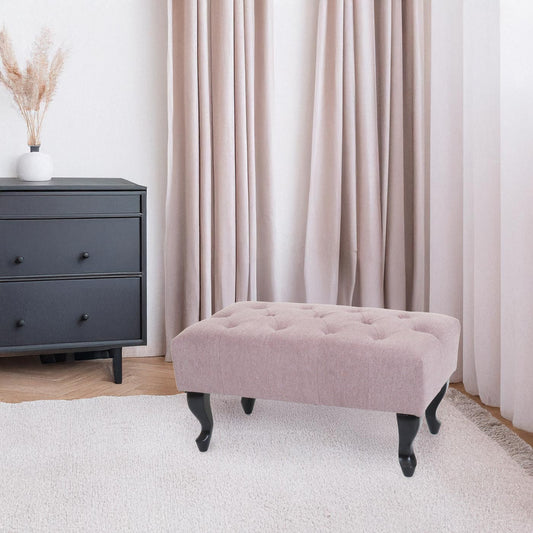 Cosmo Casa - Chesterfield Poef - Voetensteun - Waterafstotende Textiel - Lichtroze