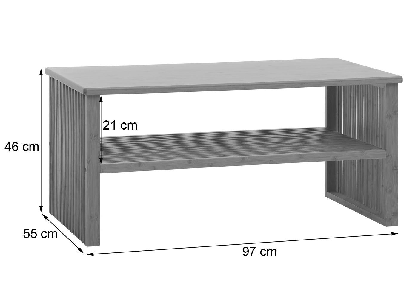 Cosmo Casa - Bamboe Salontafel - Woonkamertafel - Salontafel - Bijzettafel - Opbergvak - FSC Gecertificeerd - 46x97x55cm