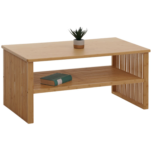 Cosmo Casa - Bamboe Salontafel - Woonkamertafel - Salontafel - Bijzettafel - Opbergvak - FSC Gecertificeerd - 46x97x55cm