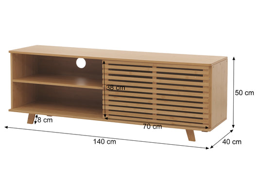 Cosmo Casa - Bamboe TV-rek - TV-tafel - Lowboard - Ladekast - Opbergvak - FSC Gecertificeerd - 50x140x40cm