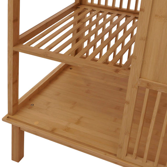 Cosmo Casa - Bamboe Staande Plank - Badkamerkast - Ladekast - 5 Planken - Schuifdeur - FSC Gecertificeerd - 186x80x45cm