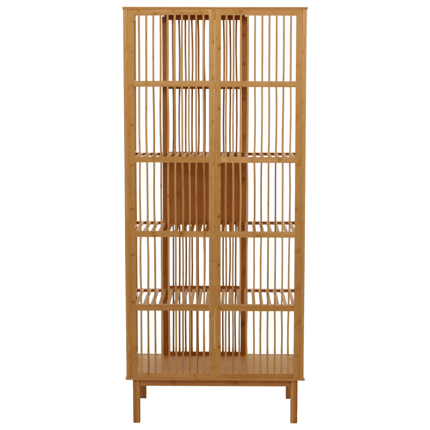 Cosmo Casa - Bamboe Staande Plank - Badkamerkast - Ladekast - 5 Planken - Schuifdeur - FSC Gecertificeerd - 186x80x45cm