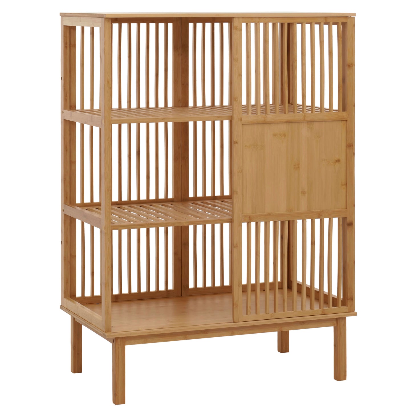 Cosmo Casa - Bamboe Staande Plank - Badkamerkast - Ladekast - 3 Planken - Schuifdeur - FSC Gecertificeerd - 115x80x45cm