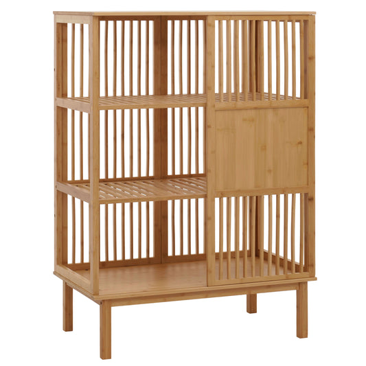 Cosmo Casa - Bamboe Staande Plank - Badkamerkast - Ladekast - 3 Planken - Schuifdeur - FSC Gecertificeerd - 115x80x45cm