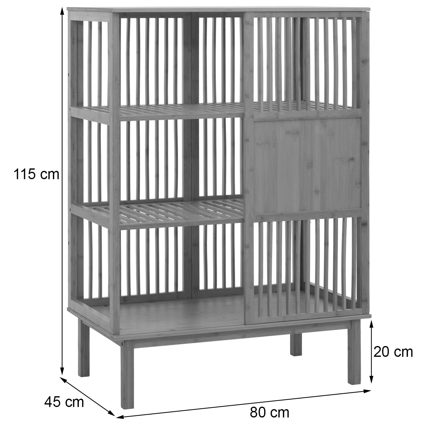 Cosmo Casa - Bamboe Staande Plank - Badkamerkast - Ladekast - 3 Planken - Schuifdeur - FSC Gecertificeerd - 115x80x45cm