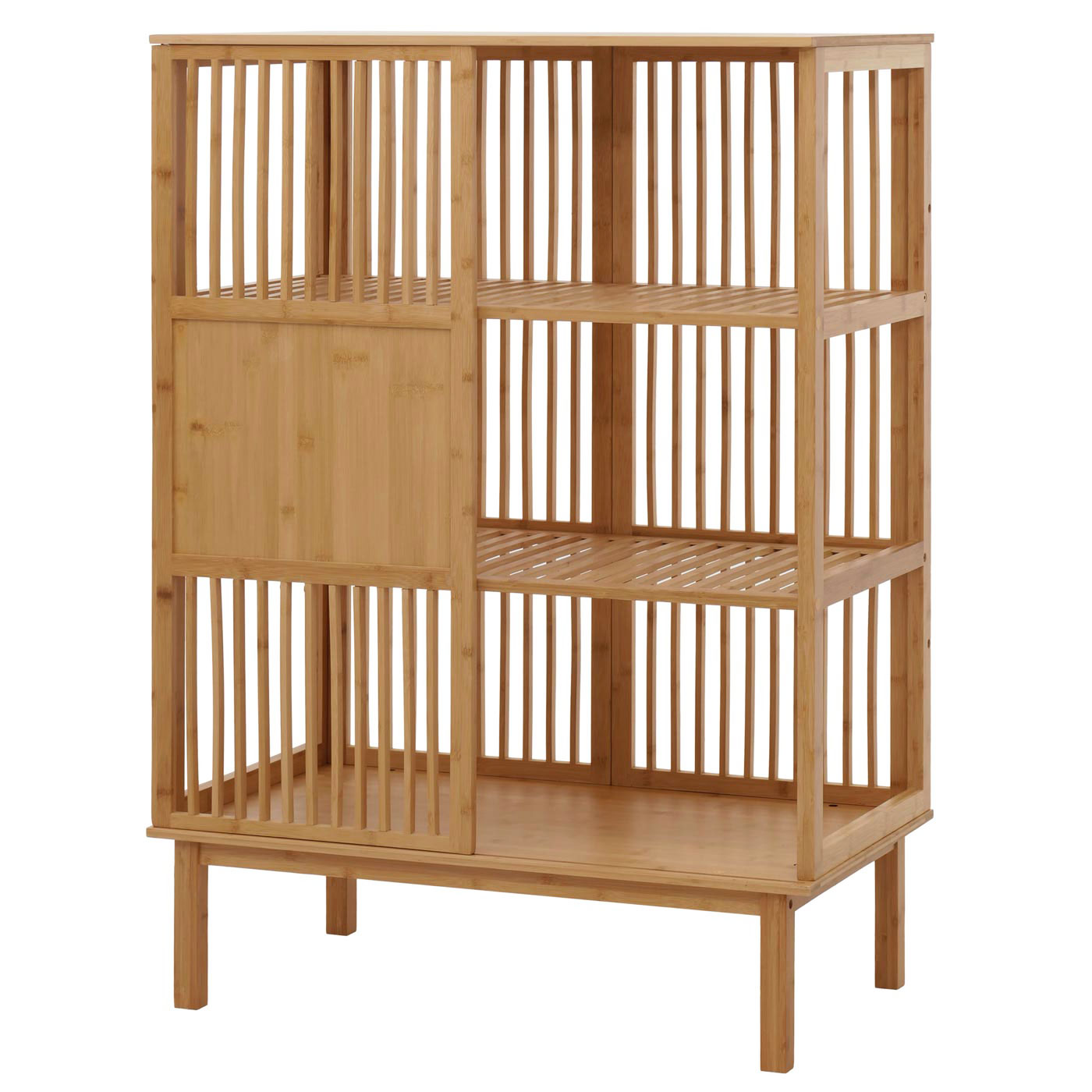 Cosmo Casa - Bamboe Staande Plank - Badkamerkast - Ladekast - 3 Planken - Schuifdeur - FSC Gecertificeerd - 115x80x45cm