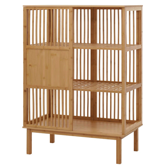 Cosmo Casa - Bamboe Staande Plank - Badkamerkast - Ladekast - 3 Planken - Schuifdeur - FSC Gecertificeerd - 115x80x45cm