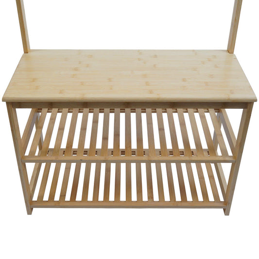 Cosmo Casa - Bamboe Staande Kapstok - Kapstok - Schoenenrek - Bank - FSC Gecertificeerd - 170x70x31cm