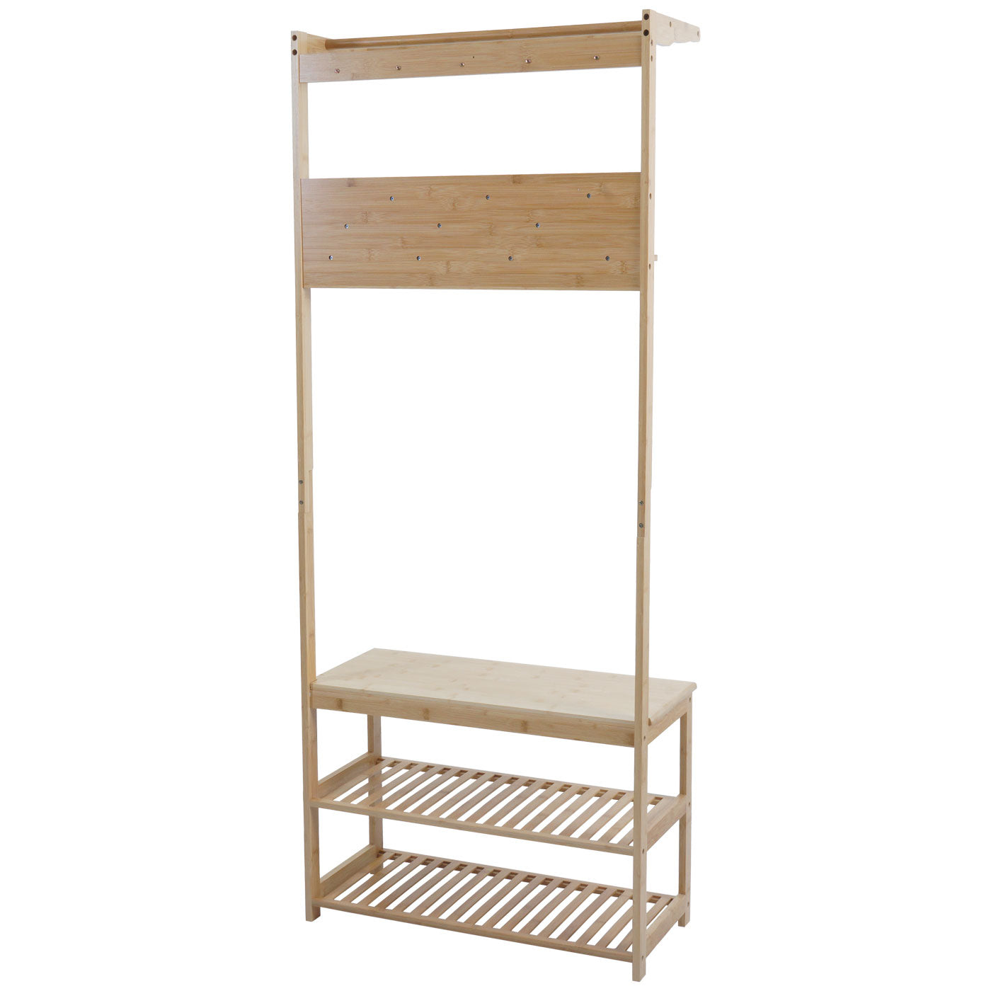 Cosmo Casa - Bamboe Staande Kapstok - Kapstok - Schoenenrek - Bank - FSC Gecertificeerd - 170x70x31cm