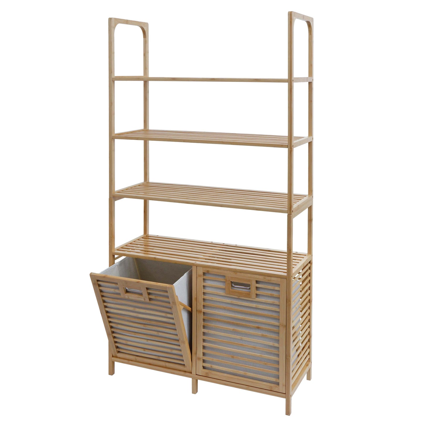 Cosmo Casa - Bamboe Badkamermeubel - Badkamerplank - 2 Wasmanden - 4 Planken - FSC Gecertificeerd - 168x81x33cm