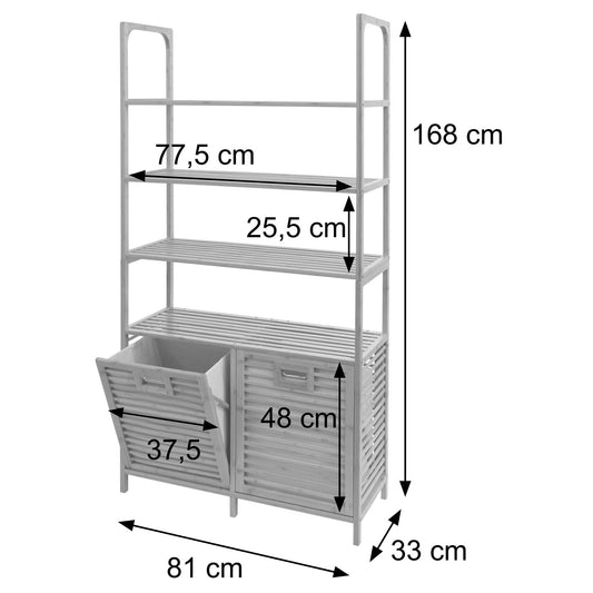 Cosmo Casa - Bamboe Badkamermeubel - Badkamerplank - 2 Wasmanden - 4 Planken - FSC Gecertificeerd - 168x81x33cm