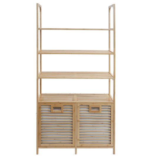 Cosmo Casa - Bamboe Badkamermeubel - Badkamerplank - 2 Wasmanden - 4 Planken - FSC Gecertificeerd - 168x81x33cm