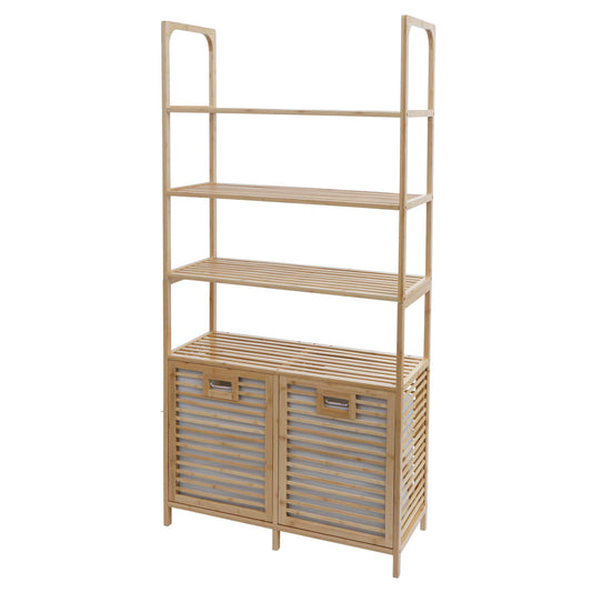 Cosmo Casa - Bamboe Badkamermeubel - Badkamerplank - 2 Wasmanden - 4 Planken - FSC Gecertificeerd - 168x81x33cm