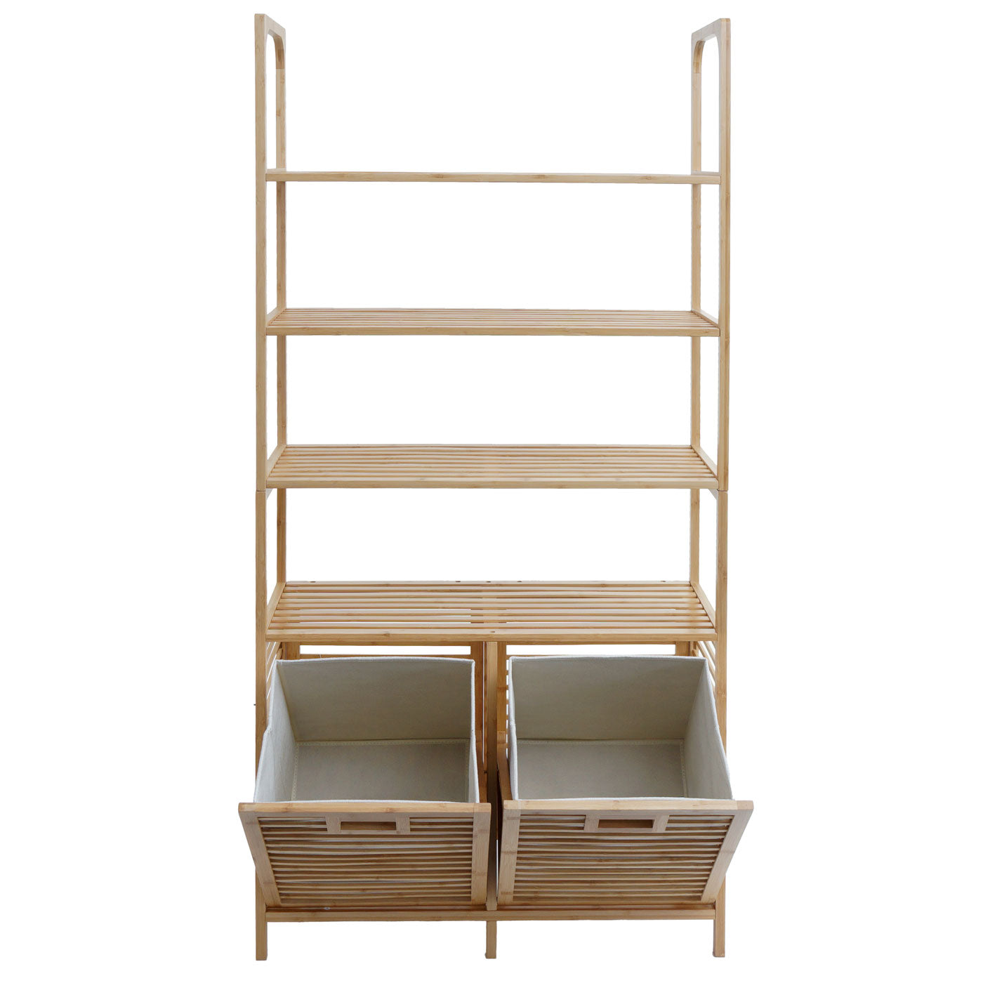 Cosmo Casa - Bamboe Badkamermeubel - Badkamerplank - 2 Wasmanden - 4 Planken - FSC Gecertificeerd - 168x81x33cm