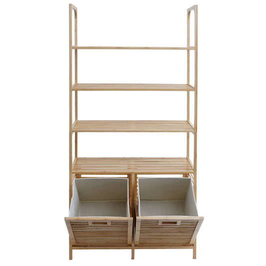 Cosmo Casa - Bamboe Badkamermeubel - Badkamerplank - 2 Wasmanden - 4 Planken - FSC Gecertificeerd - 168x81x33cm