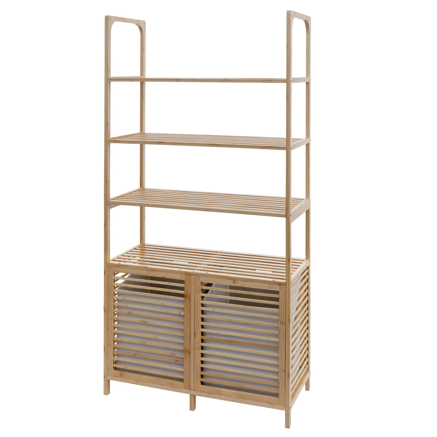 Cosmo Casa - Bamboe Badkamermeubel - Badkamerplank - 2 Wasmanden - 4 Planken - FSC Gecertificeerd - 168x81x33cm