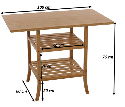 Cosmo Casa - Bamboe Tafel - Balkontafel - Bijzettafel - Eettafel - Multifunctionele Tafel - FSC Gecertificeerd - 100x60cm