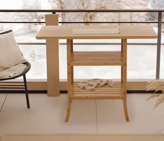 Cosmo Casa - Bamboe Tafel - Balkontafel - Bijzettafel - Eettafel - Multifunctionele Tafel - FSC Gecertificeerd - 100x60cm