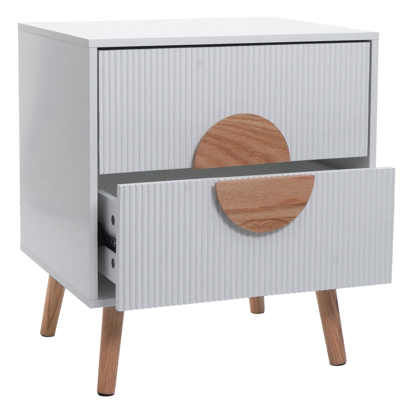 Cosmo Casa - Nachtkastje - Ladekast - 3D Design - Melaminehout - Wit