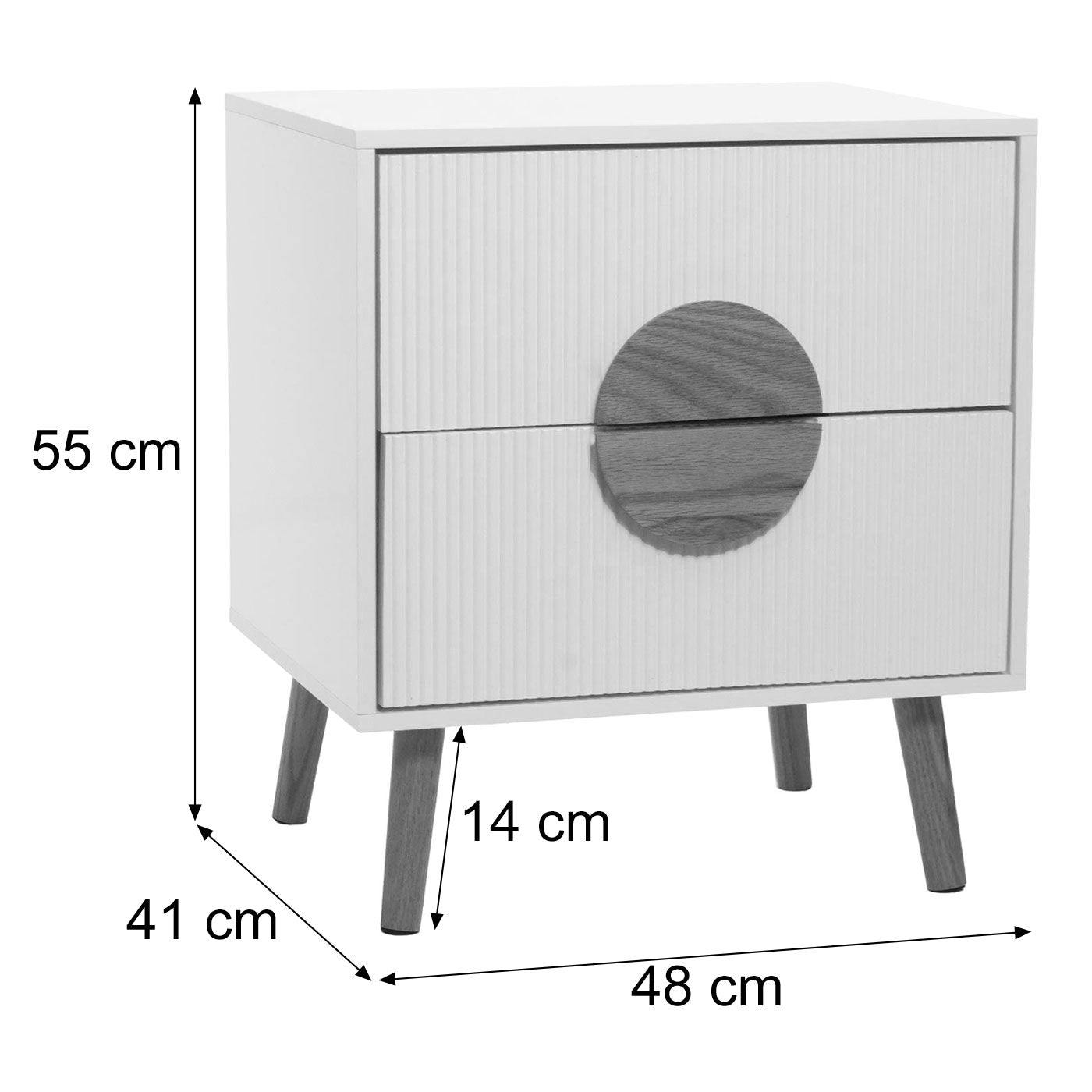 Cosmo Casa - Nachtkastje - Ladekast - 3D Design - Melaminehout - Wit