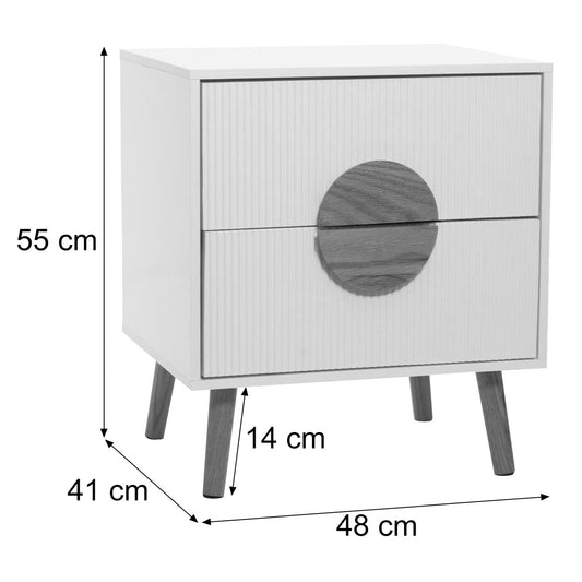 Cosmo Casa - Nachtkastje - Ladekast - 3D Design - Melaminehout - Wit