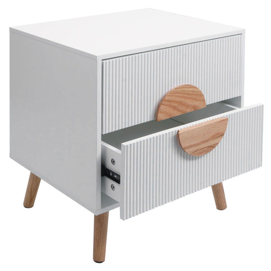 Cosmo Casa - Nachtkastje - Ladekast - 3D Design - Melaminehout - Wit