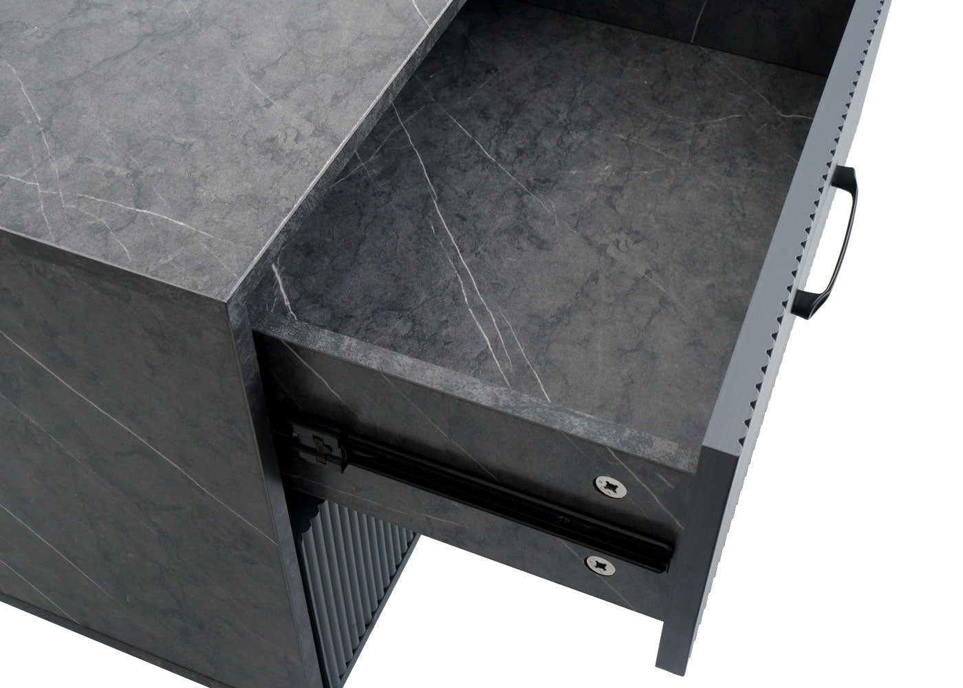 Cosmo Casa - Nachtkastje - Ladekast - 3D Design - Melaminehout - Marmerlook - Grijs