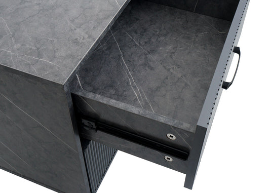 Cosmo Casa - Nachtkastje - Ladekast - 3D Design - Melaminehout - Marmerlook - Grijs