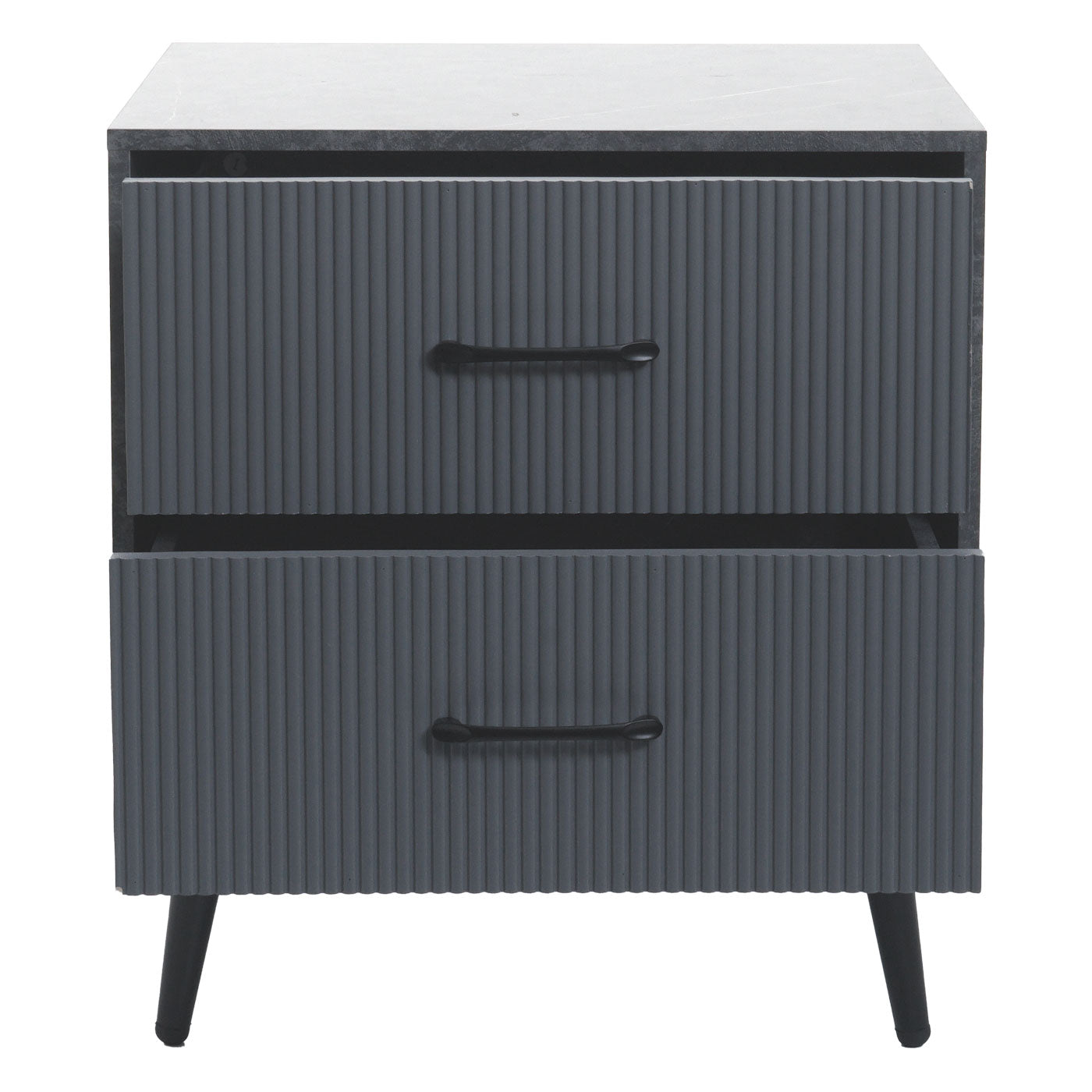 Cosmo Casa - Nachtkastje - Ladekast - 3D Design - Melaminehout - Marmerlook - Grijs