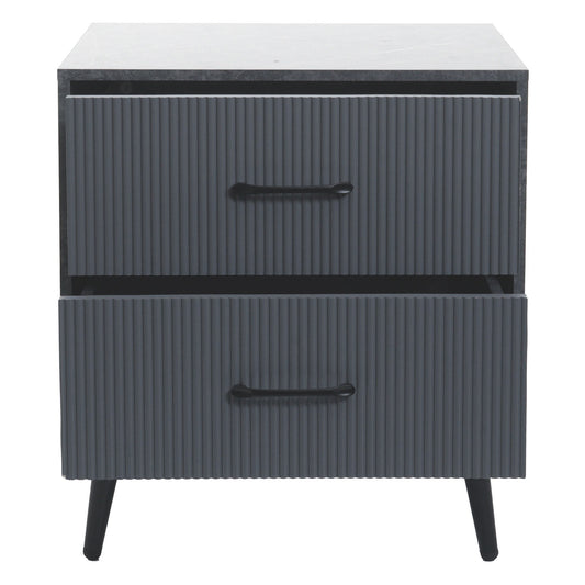 Cosmo Casa - Nachtkastje - Ladekast - 3D Design - Melaminehout - Marmerlook - Grijs