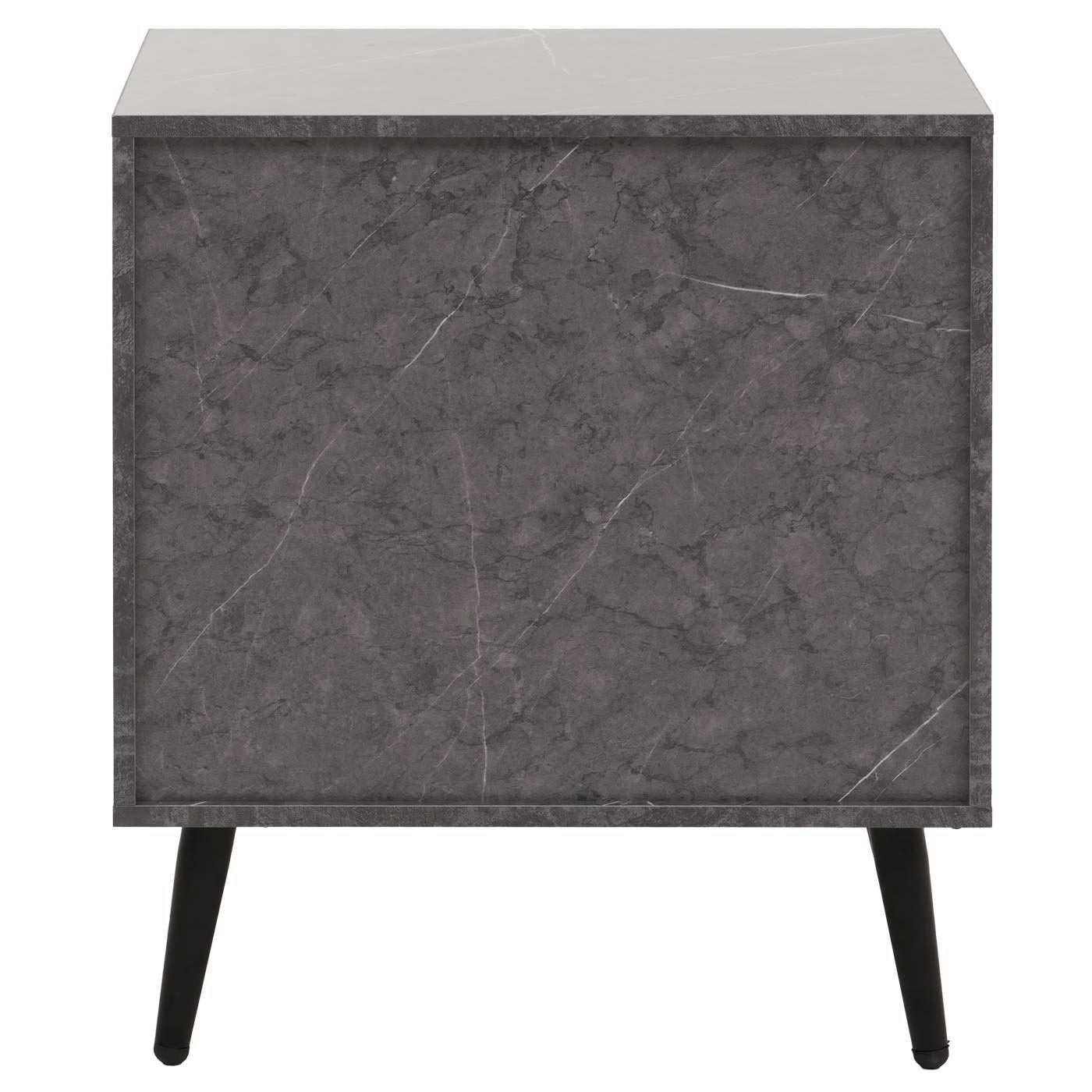 Cosmo Casa - Nachtkastje - Ladekast - 3D Design - Melaminehout - Marmerlook - Grijs
