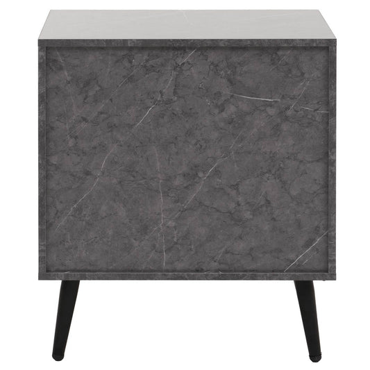 Cosmo Casa - Nachtkastje - Ladekast - 3D Design - Melaminehout - Marmerlook - Grijs