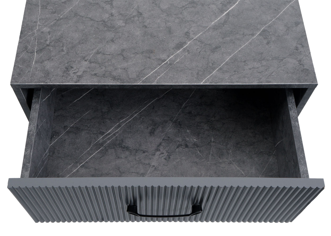 Cosmo Casa - Nachtkastje - Ladekast - 3D Design - Melaminehout - Marmerlook - Grijs