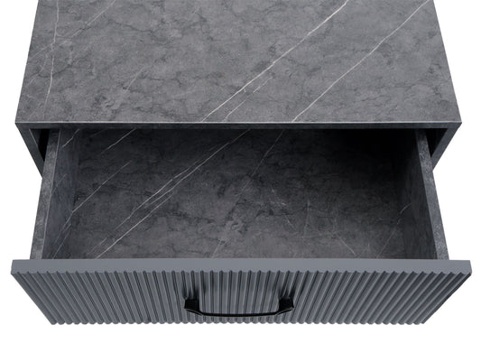 Cosmo Casa - Nachtkastje - Ladekast - 3D Design - Melaminehout - Marmerlook - Grijs