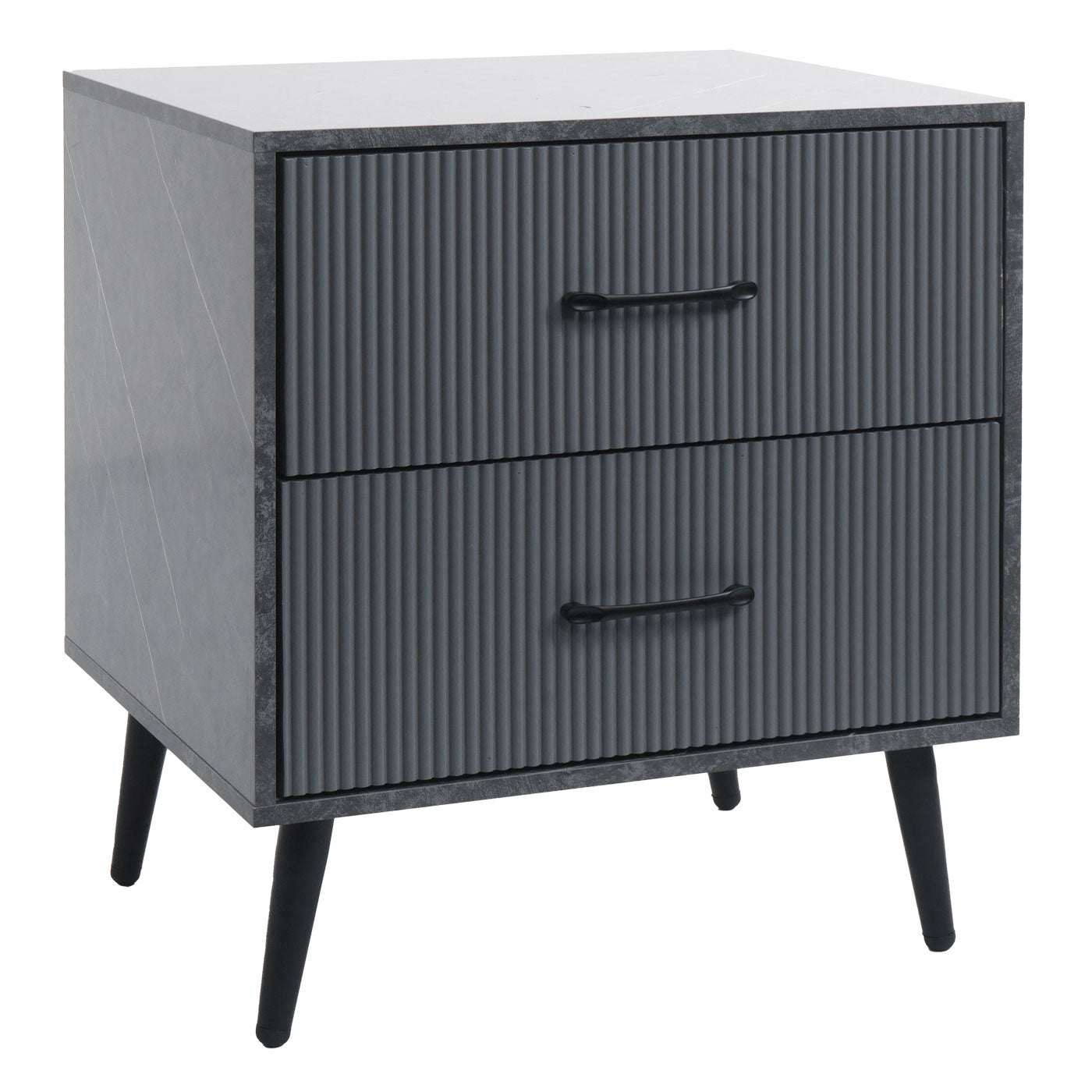 Cosmo Casa - Nachtkastje - Ladekast - 3D Design - Melaminehout - Marmerlook - Grijs