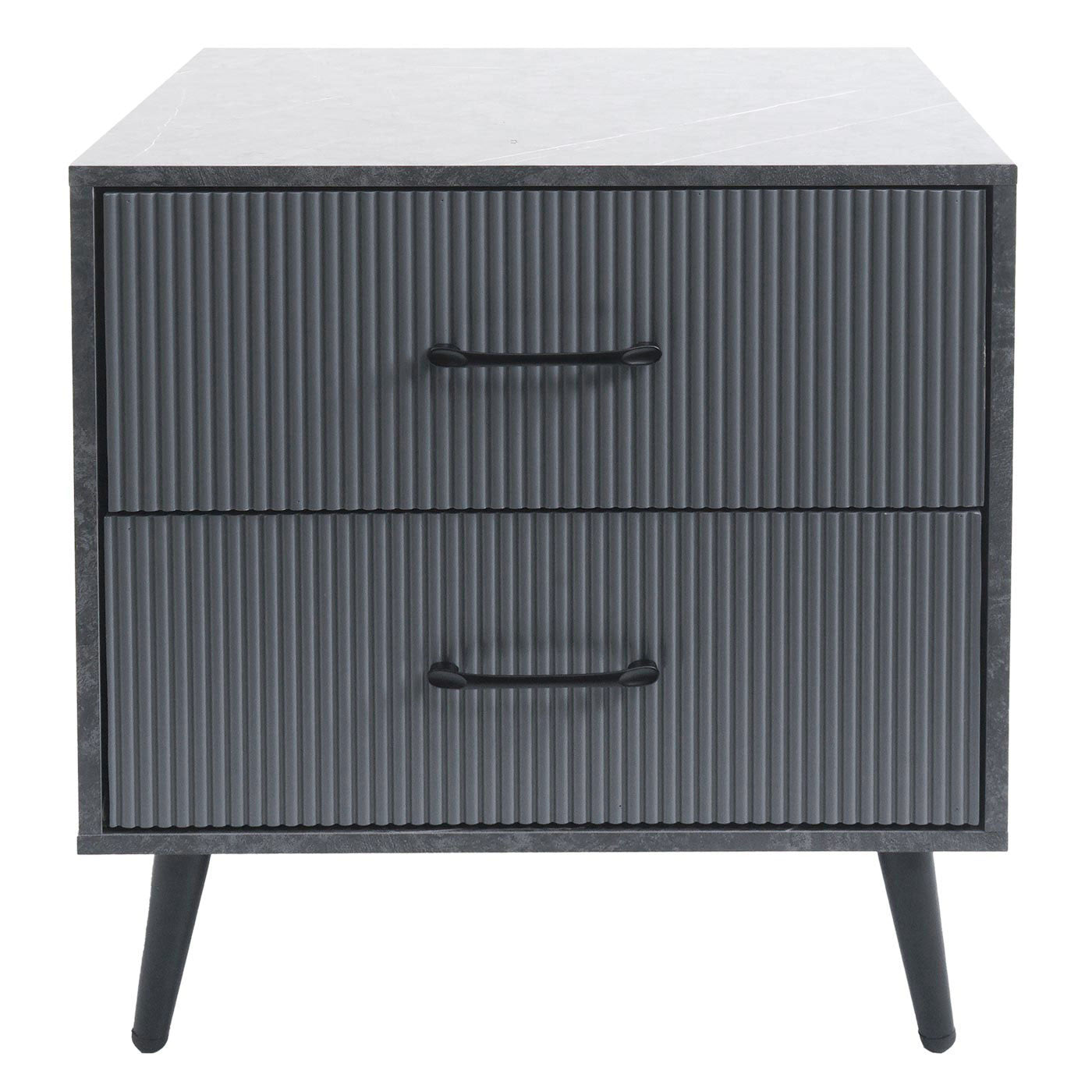 Cosmo Casa - Nachtkastje - Ladekast - 3D Design - Melaminehout - Marmerlook - Grijs