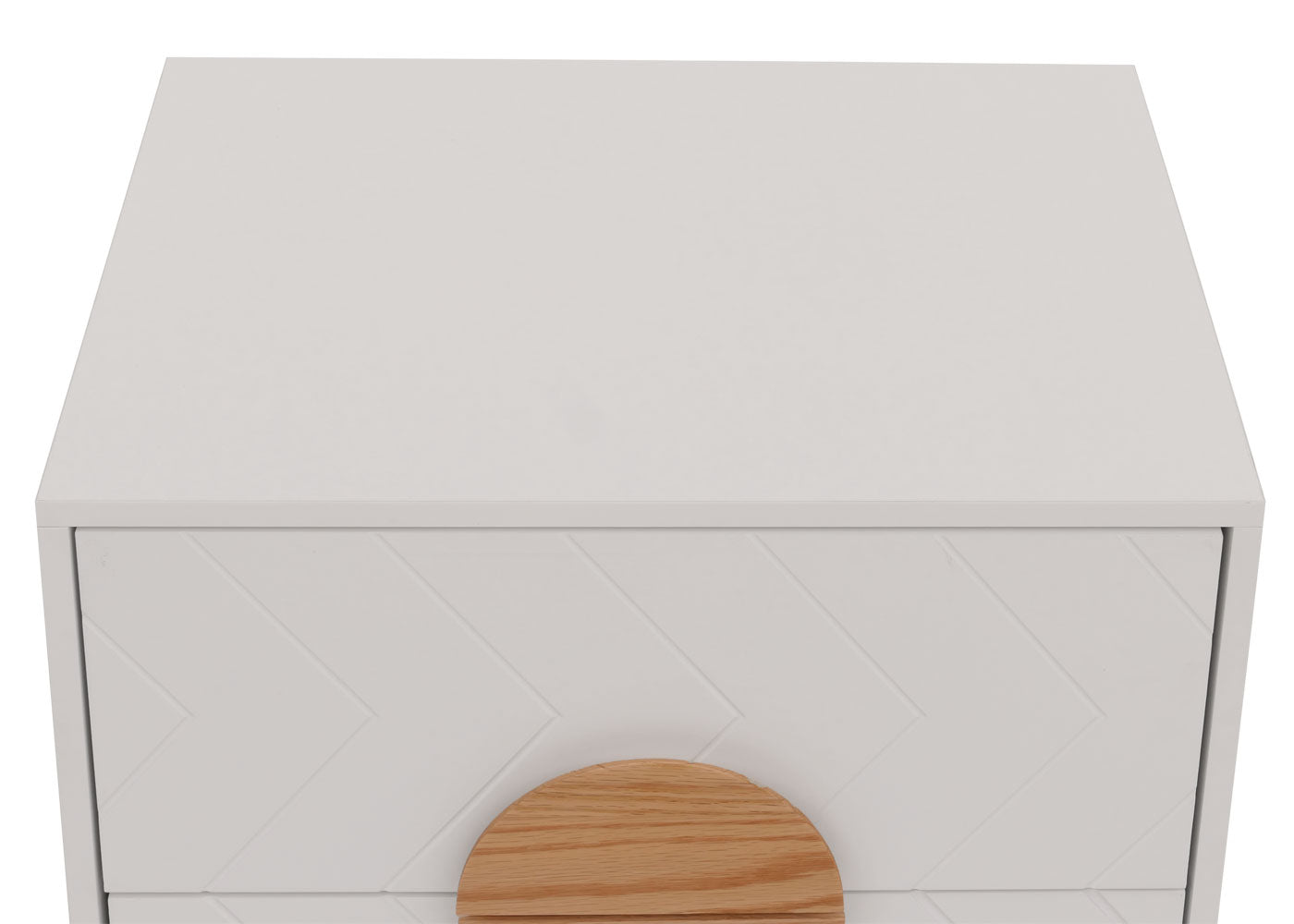 Cosmo Casa - Nachtkastje - Ladekast - Bijzettafel - Nachtkastje - Visgraatpatroon - Melamine Hout - Wit - 55x48x40cm