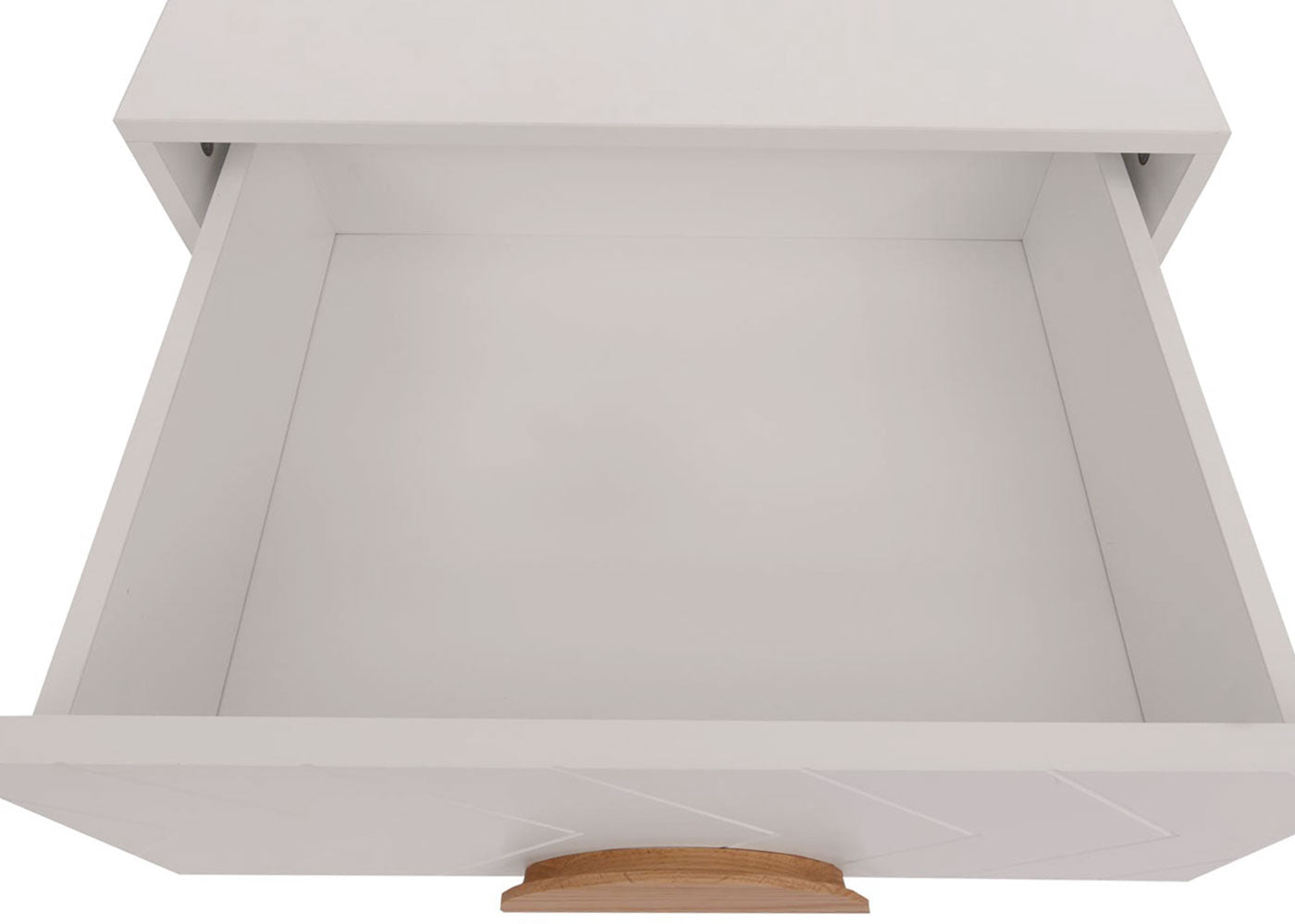 Cosmo Casa - Nachtkastje - Ladekast - Bijzettafel - Nachtkastje - Visgraatpatroon - Melamine Hout - Wit - 55x48x40cm