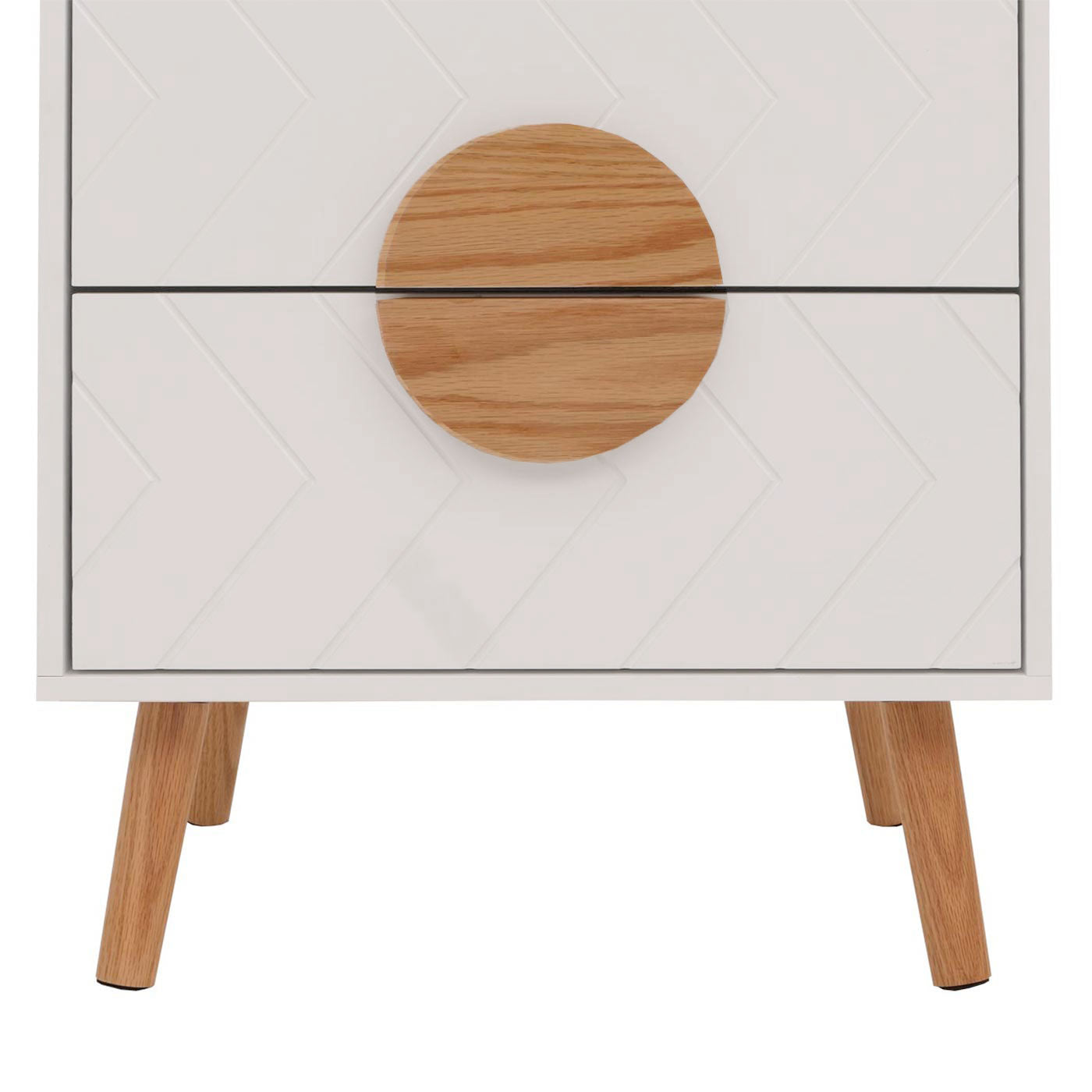 Cosmo Casa - Nachtkastje - Ladekast - Bijzettafel - Nachtkastje - Visgraatpatroon - Melamine Hout - Wit - 55x48x40cm