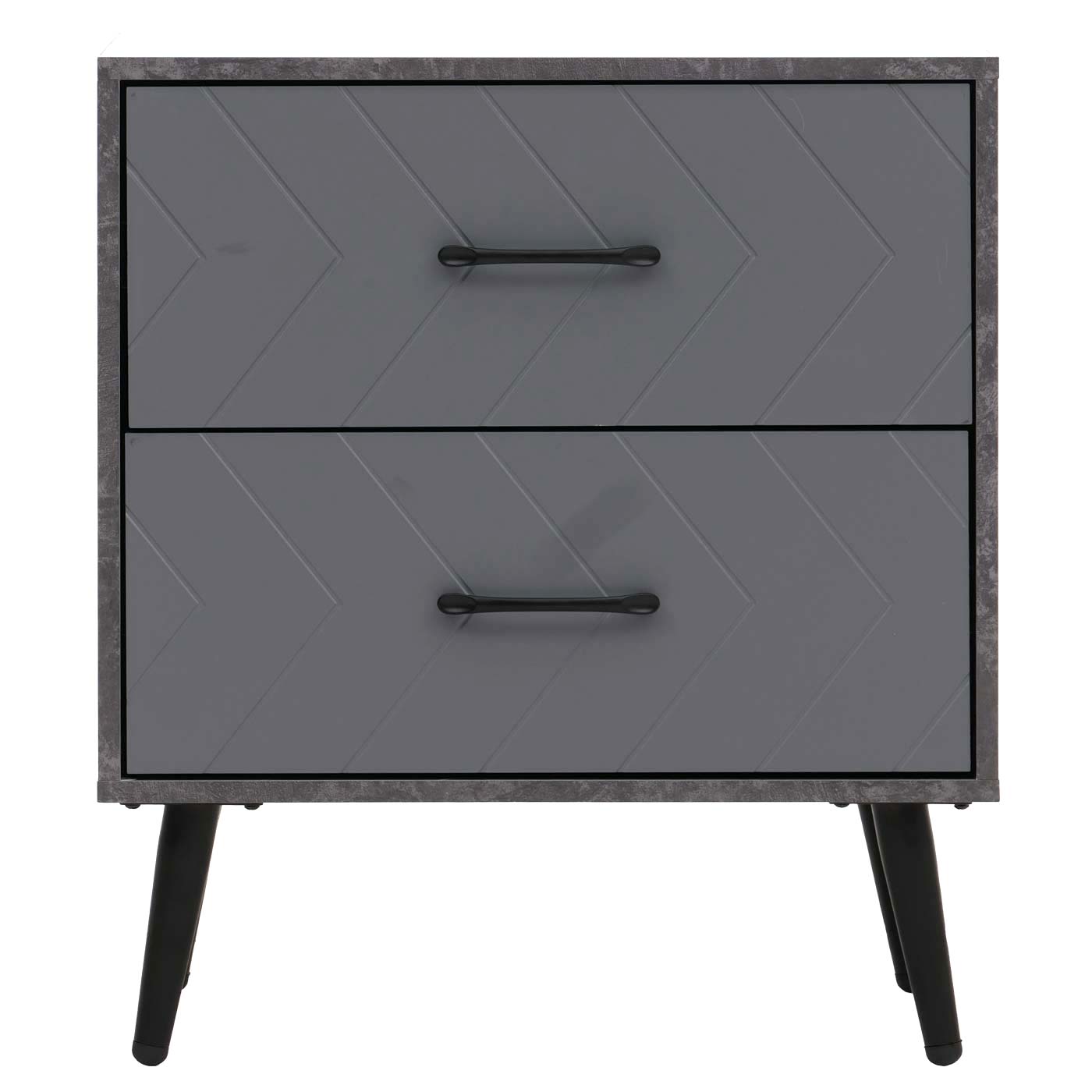 Cosmo Casa - Nachtkastje - Bijzettafel - Nachtkastje - Visgraatpatroon - Melamine Hout - Marmerlook - Grijs - 55x48x40cm