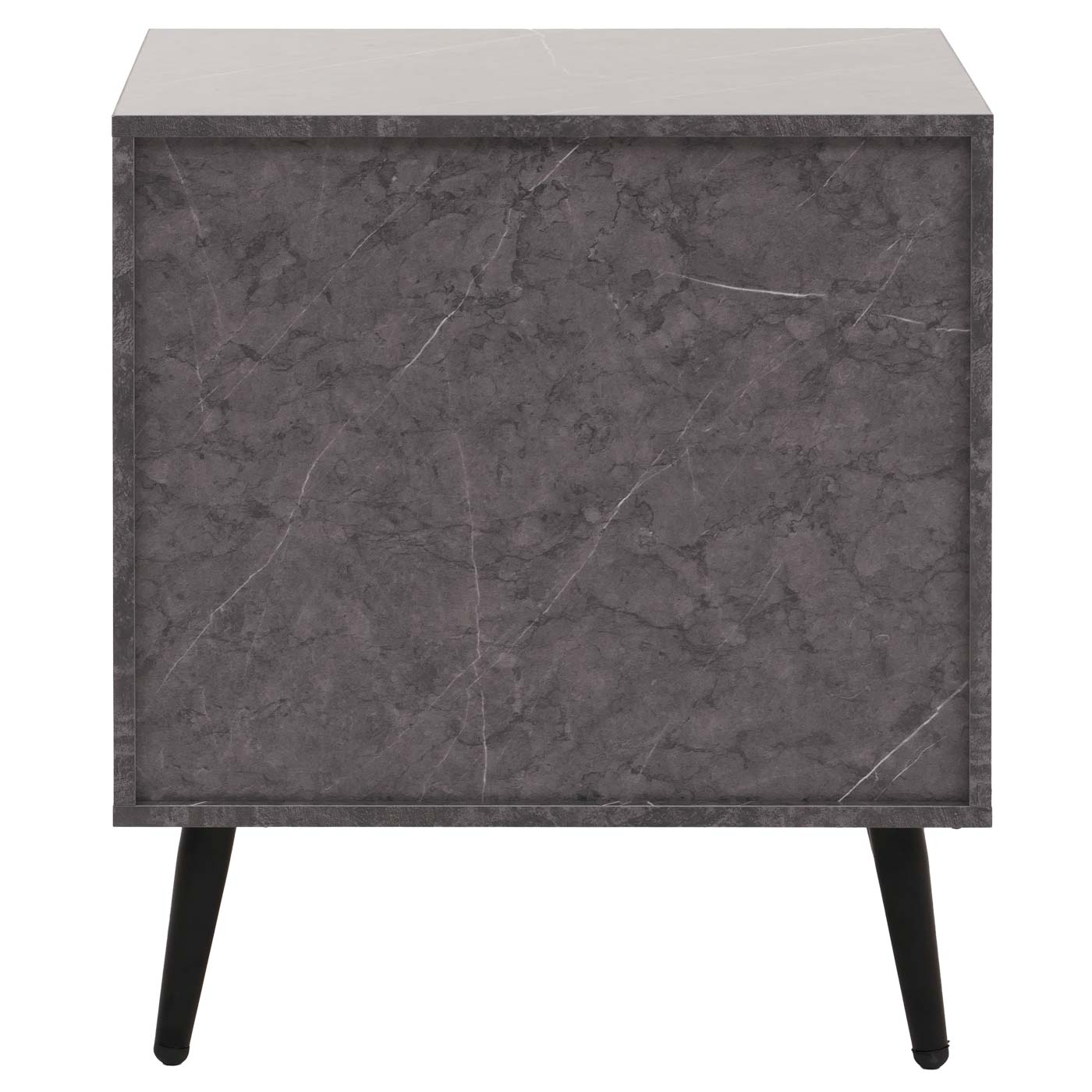 Cosmo Casa - Nachtkastje - Bijzettafel - Nachtkastje - Visgraatpatroon - Melamine Hout - Marmerlook - Grijs - 55x48x40cm