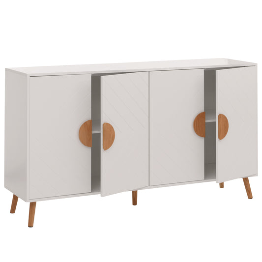 Cosmo Casa - Dressoir - Ladekast - Kast - Highboard Dressoir - Visgraatpatroon - Melamine Hout - Wit - 88x150x40cm