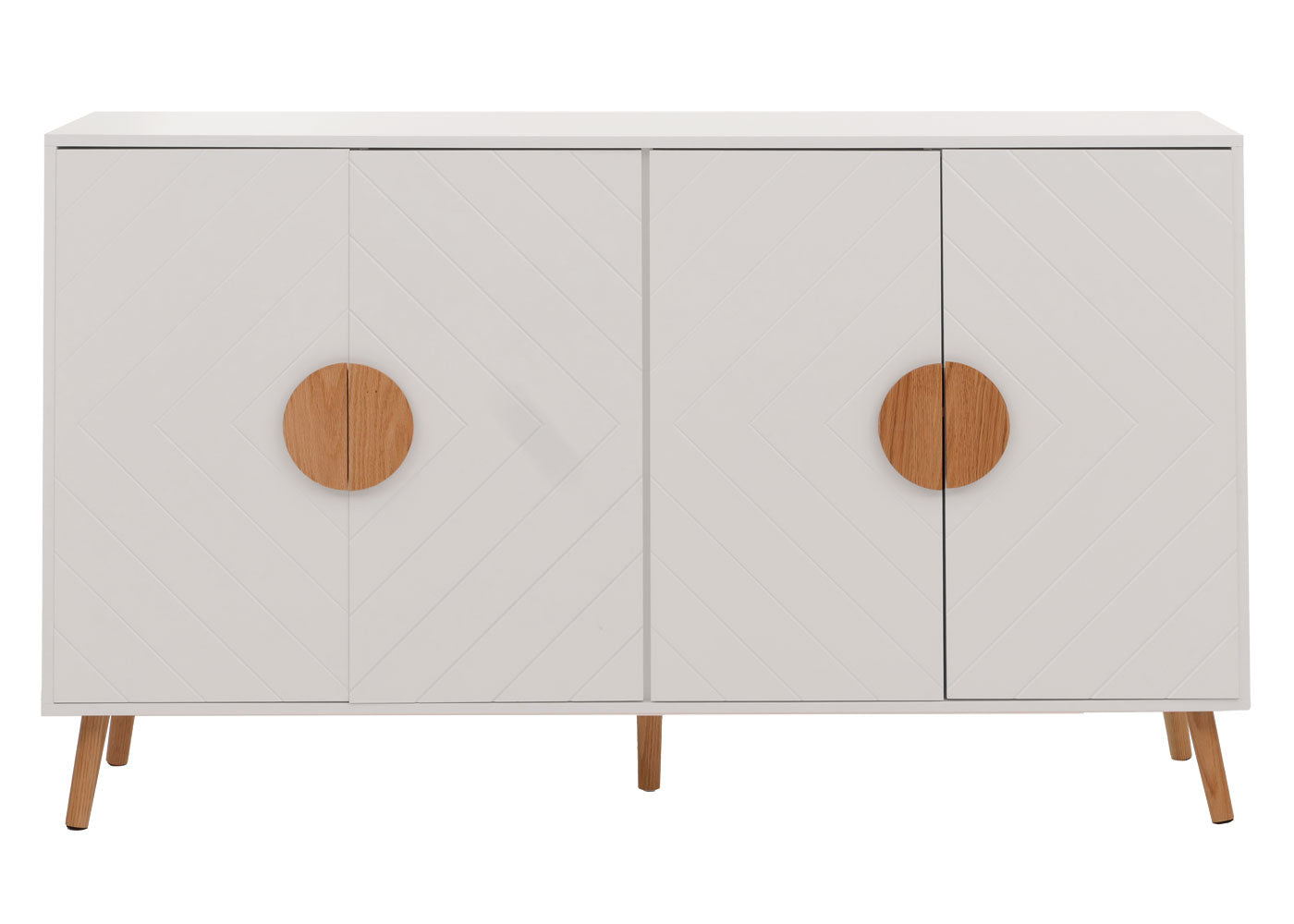 Cosmo Casa - Dressoir - Ladekast - Kast - Highboard Dressoir - Visgraatpatroon - Melamine Hout - Wit - 88x150x40cm