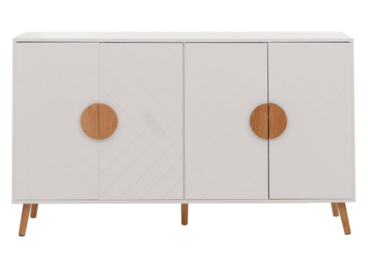 Cosmo Casa - Dressoir - Ladekast - Kast - Highboard Dressoir - Visgraatpatroon - Melamine Hout - Wit - 88x150x40cm