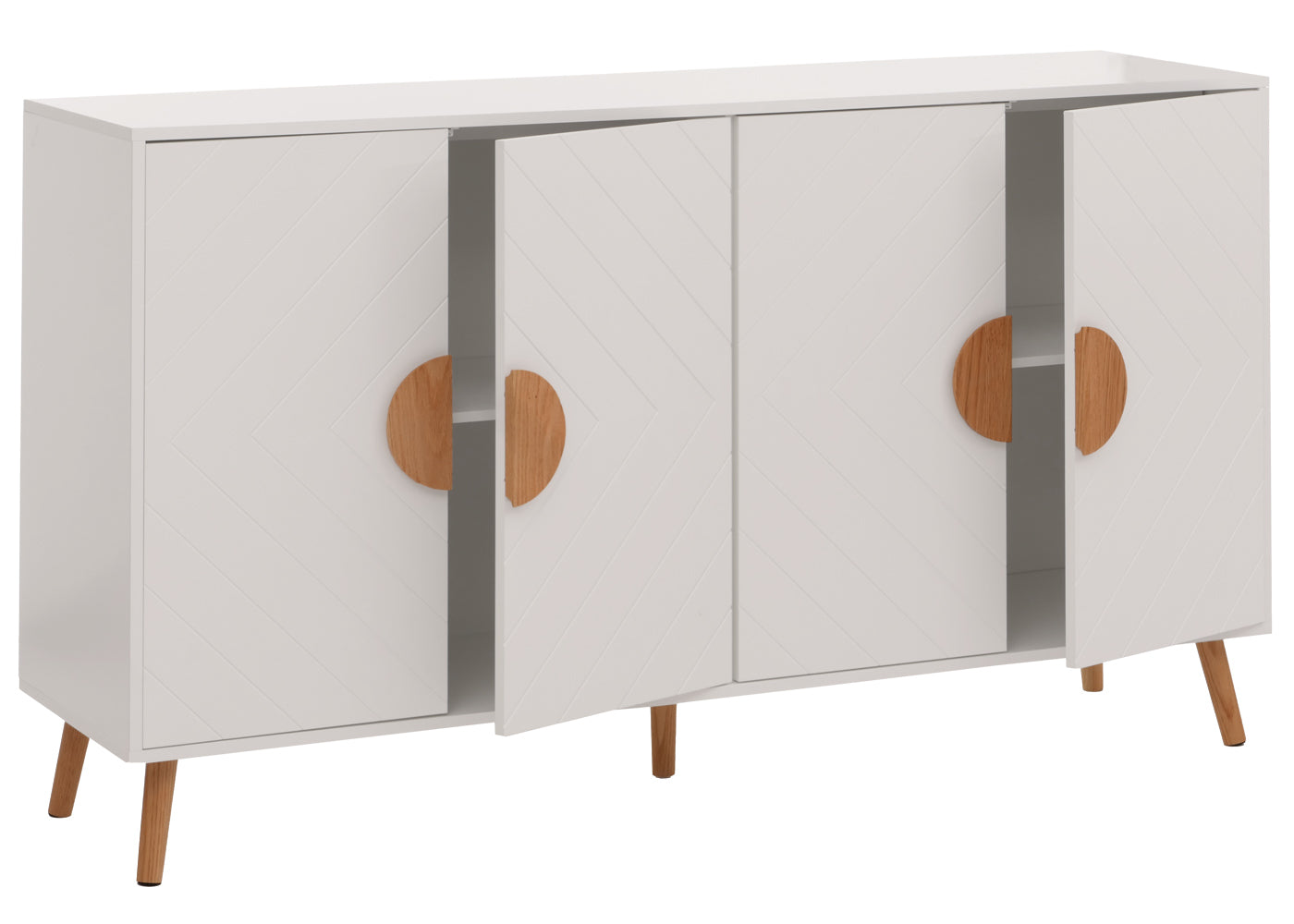 Cosmo Casa - Dressoir - Ladekast - Kast - Highboard Dressoir - Visgraatpatroon - Melamine Hout - Wit - 88x150x40cm