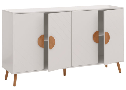 Cosmo Casa - Dressoir - Ladekast - Kast - Highboard Dressoir - Visgraatpatroon - Melamine Hout - Wit - 88x150x40cm