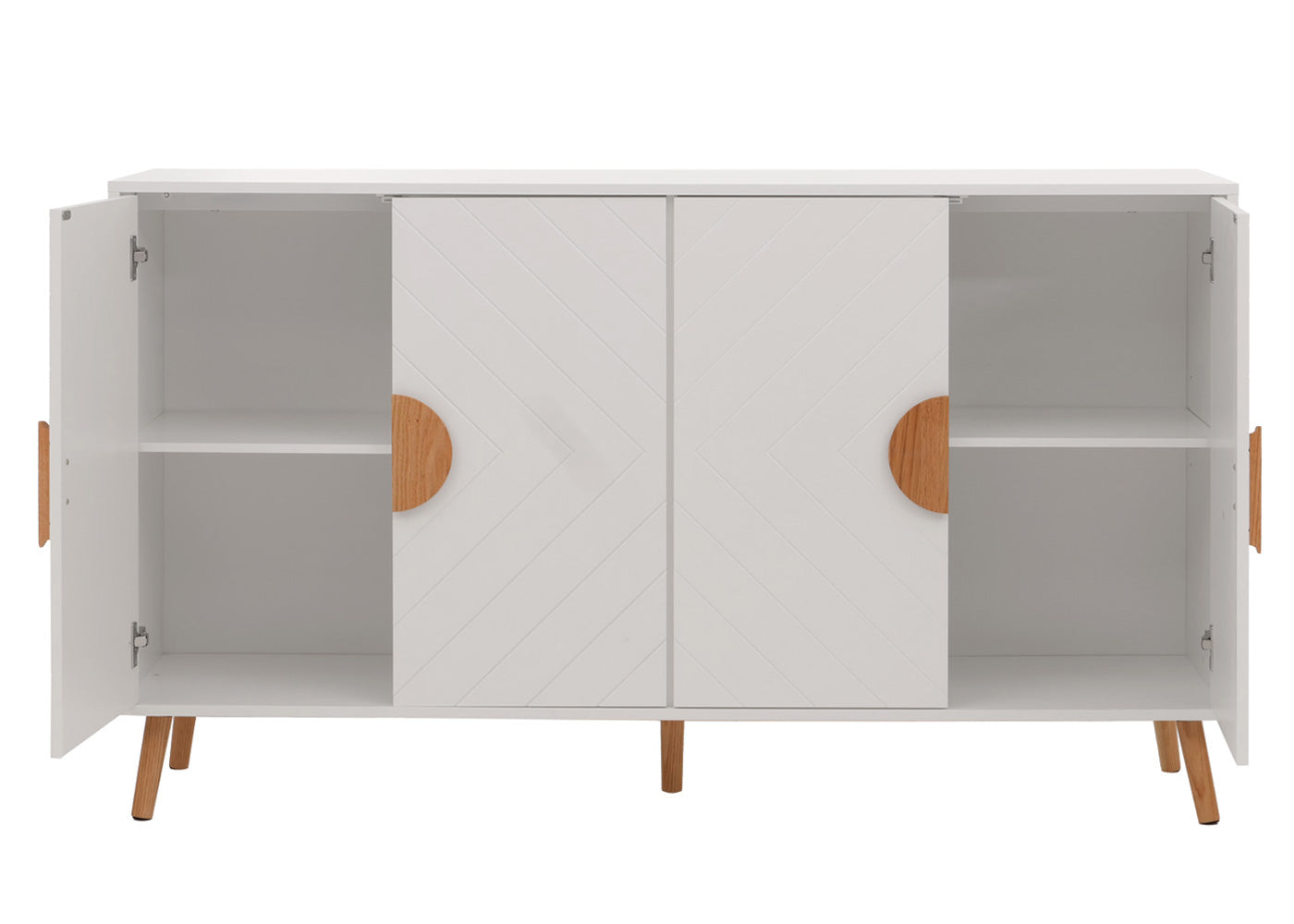 Cosmo Casa - Dressoir - Ladekast - Kast - Highboard Dressoir - Visgraatpatroon - Melamine Hout - Wit - 88x150x40cm