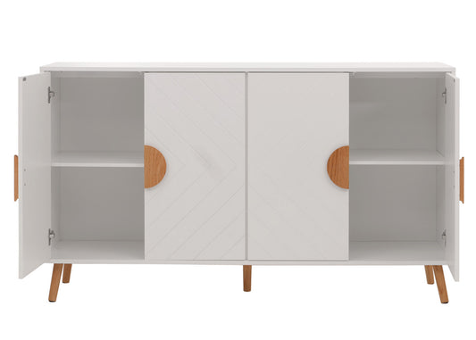 Cosmo Casa - Dressoir - Ladekast - Kast - Highboard Dressoir - Visgraatpatroon - Melamine Hout - Wit - 88x150x40cm